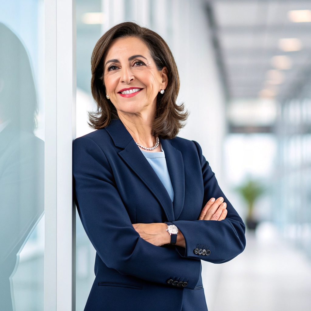 Professional corporate headshot of a female executive for a testimonial.